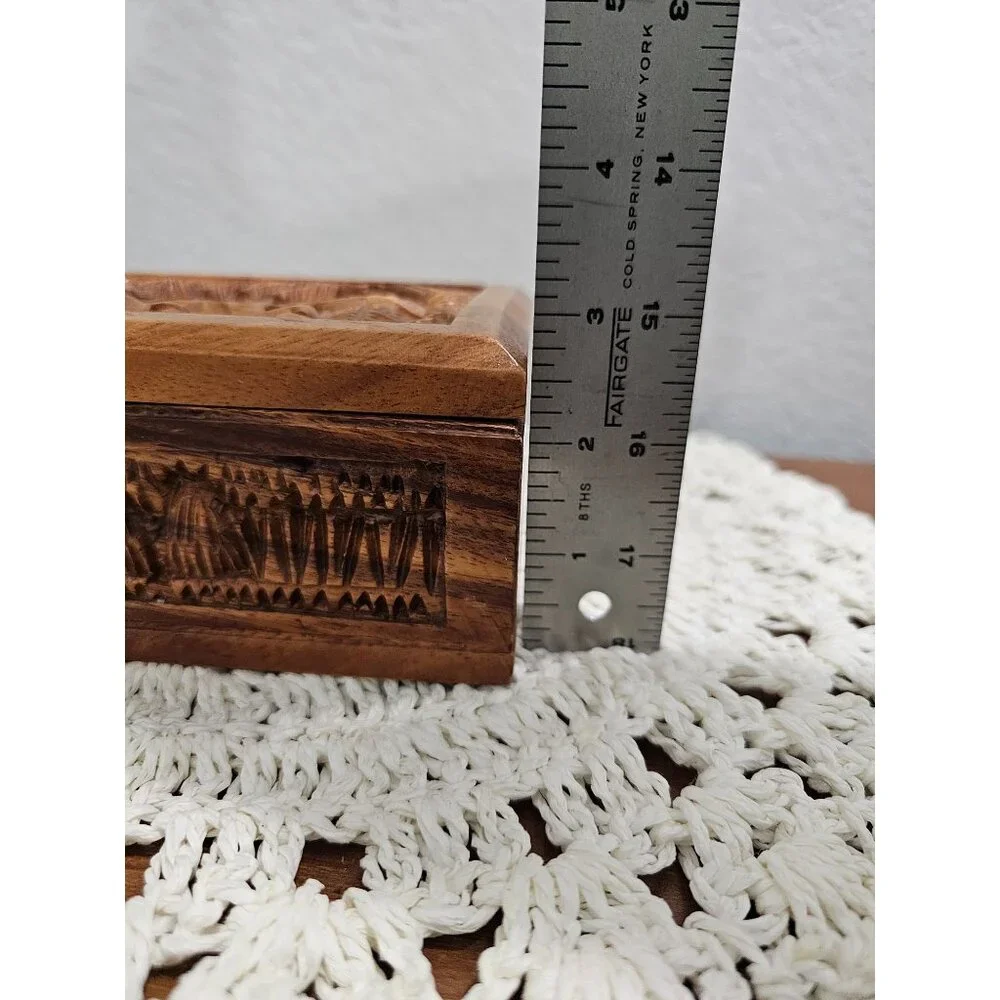 Wooden African Trinket‎ Box 6x6x3